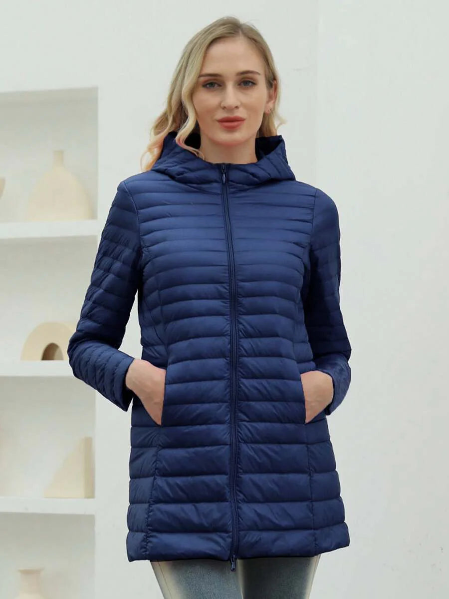 ZIAI ZIAI Women Solid Color Lightweight Long Hooded Winter Down Coat Casual Outdoor Autumn Winter Coat Women
