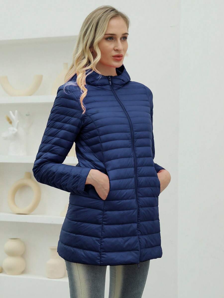ZIAI ZIAI Women Solid Color Lightweight Long Hooded Winter Down Coat Casual Outdoor Autumn Winter Coat Women