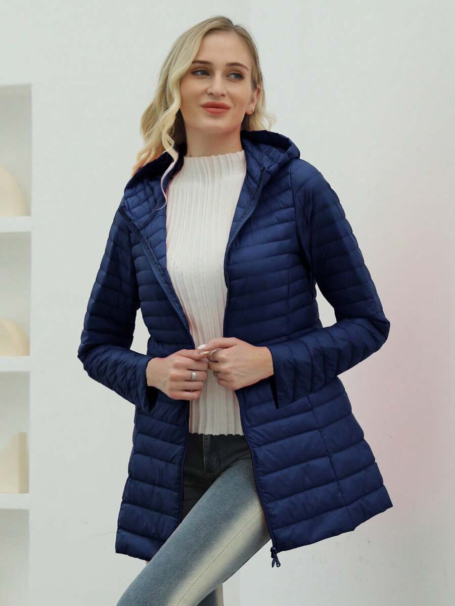 ZIAI ZIAI Women Solid Color Lightweight Long Hooded Winter Down Coat Casual Outdoor Autumn Winter Coat Women