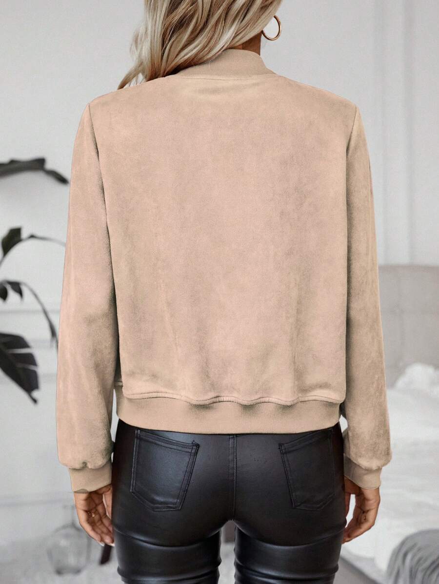 Calvaya Zip Up Bomber Jacket Fall Winter Cloth For Women