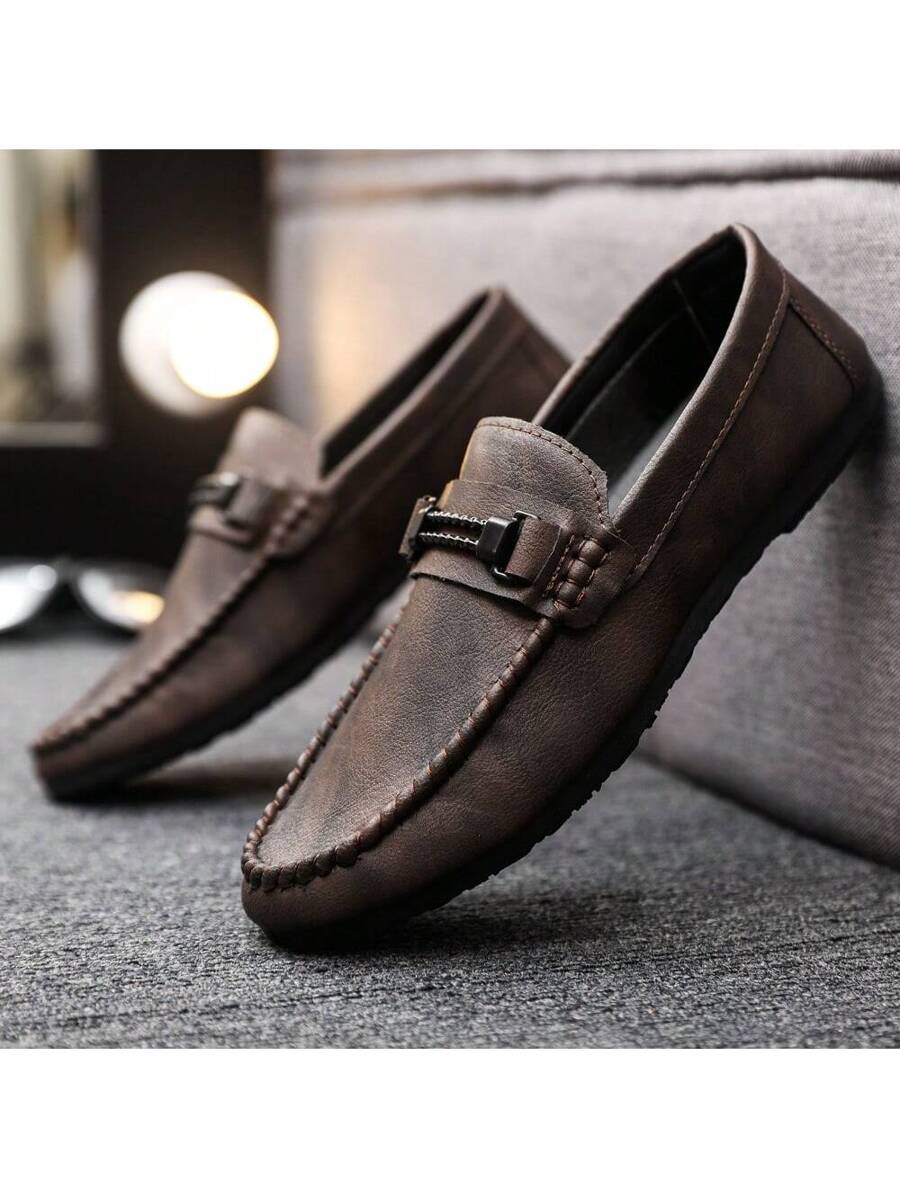 Men's Fashionable Business Formal Shoes With Comfortable Soft Bottom, Lightweight, Slip-On Loafers (Size Runs Small, It Is Recommended To Choose One Size Up)