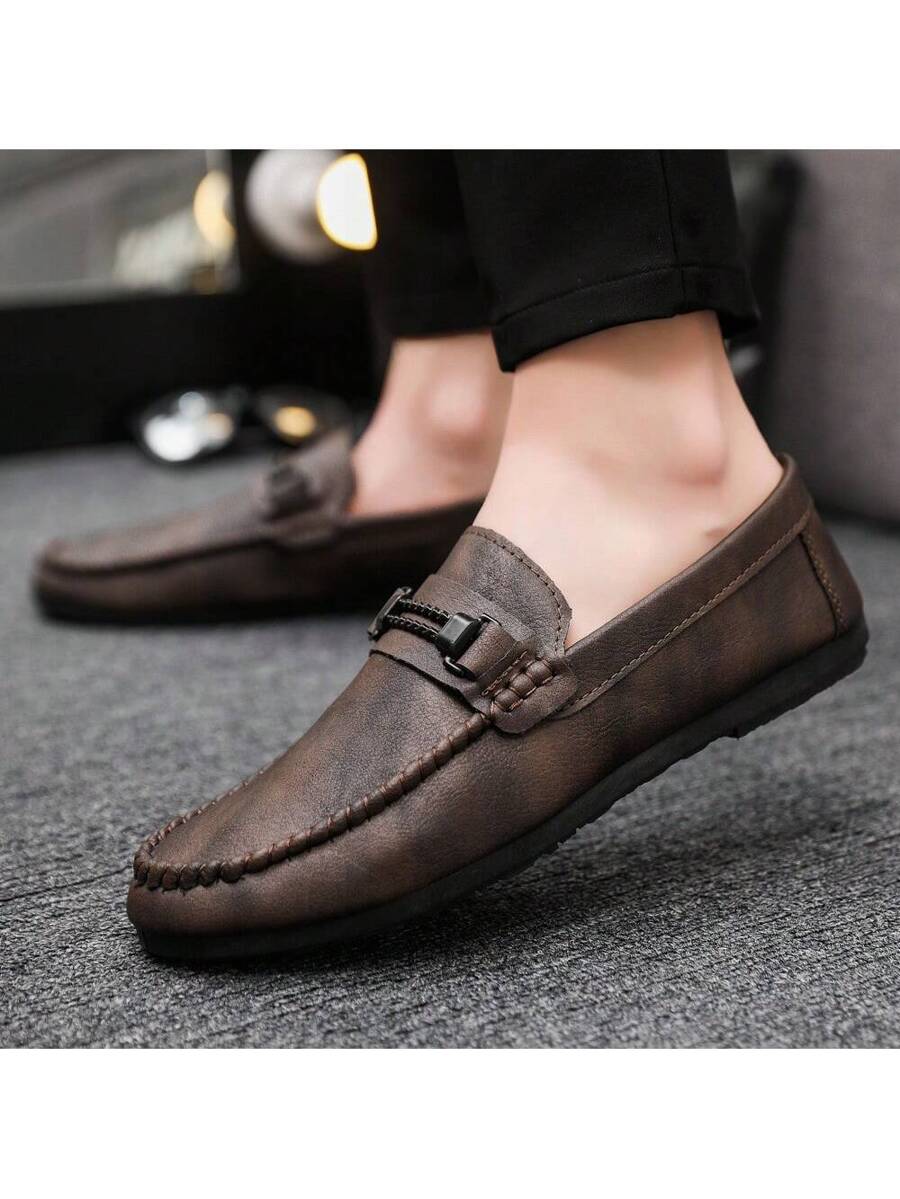 Men's Fashionable Business Formal Shoes With Comfortable Soft Bottom, Lightweight, Slip-On Loafers (Size Runs Small, It Is Recommended To Choose One Size Up)