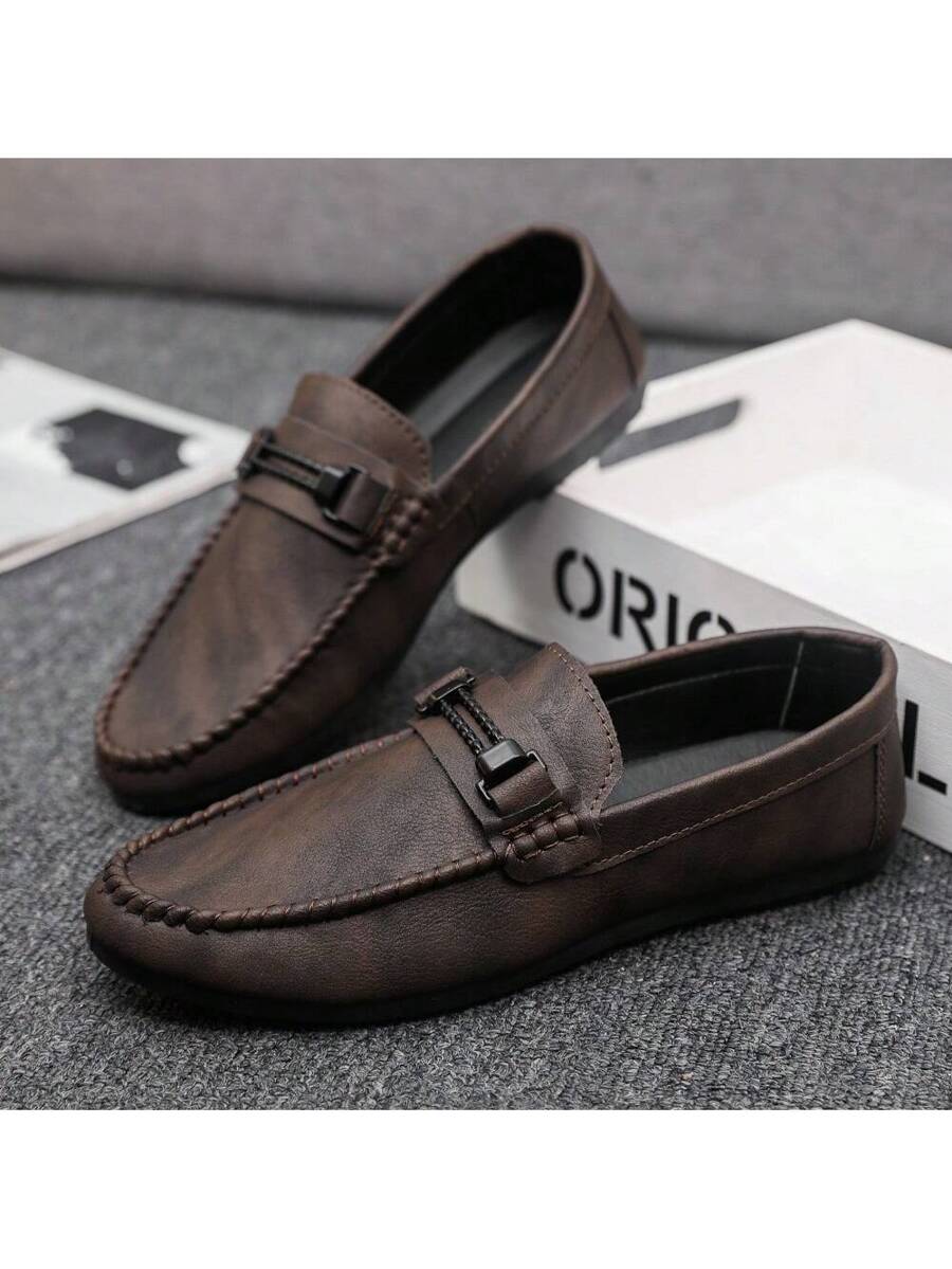 Men's Fashionable Business Formal Shoes With Comfortable Soft Bottom, Lightweight, Slip-On Loafers (Size Runs Small, It Is Recommended To Choose One Size Up)