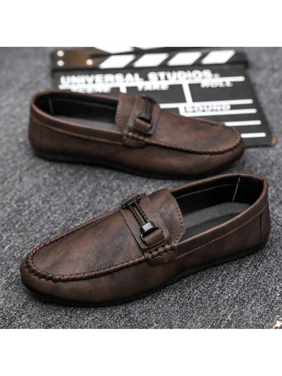 Men's Fashionable Business Formal Shoes With Comfortable Soft Bottom, Lightweight, Slip-On Loafers (Size Runs Small, It Is Recommended To Choose One Size Up)