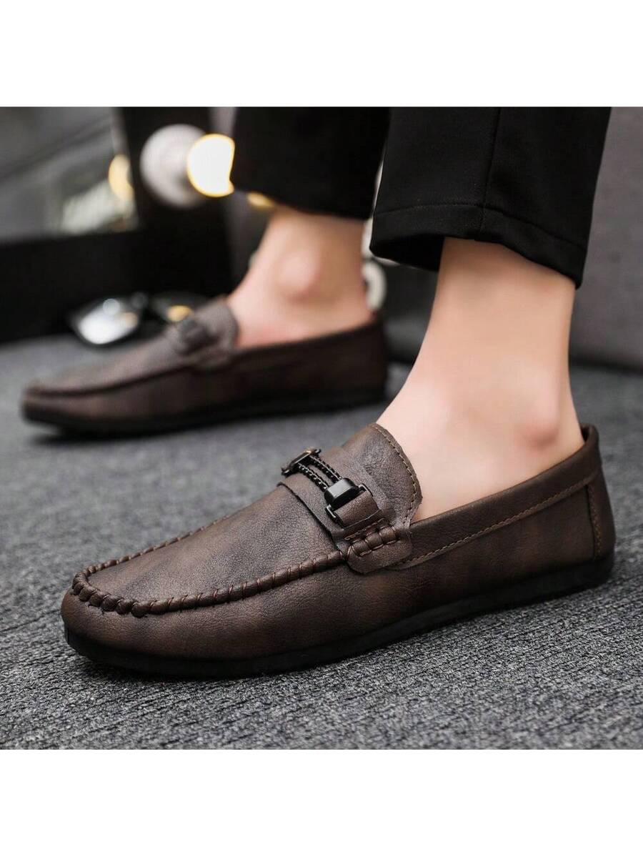 Men's Fashionable Business Formal Shoes With Comfortable Soft Bottom, Lightweight, Slip-On Loafers (Size Runs Small, It Is Recommended To Choose One Size Up)