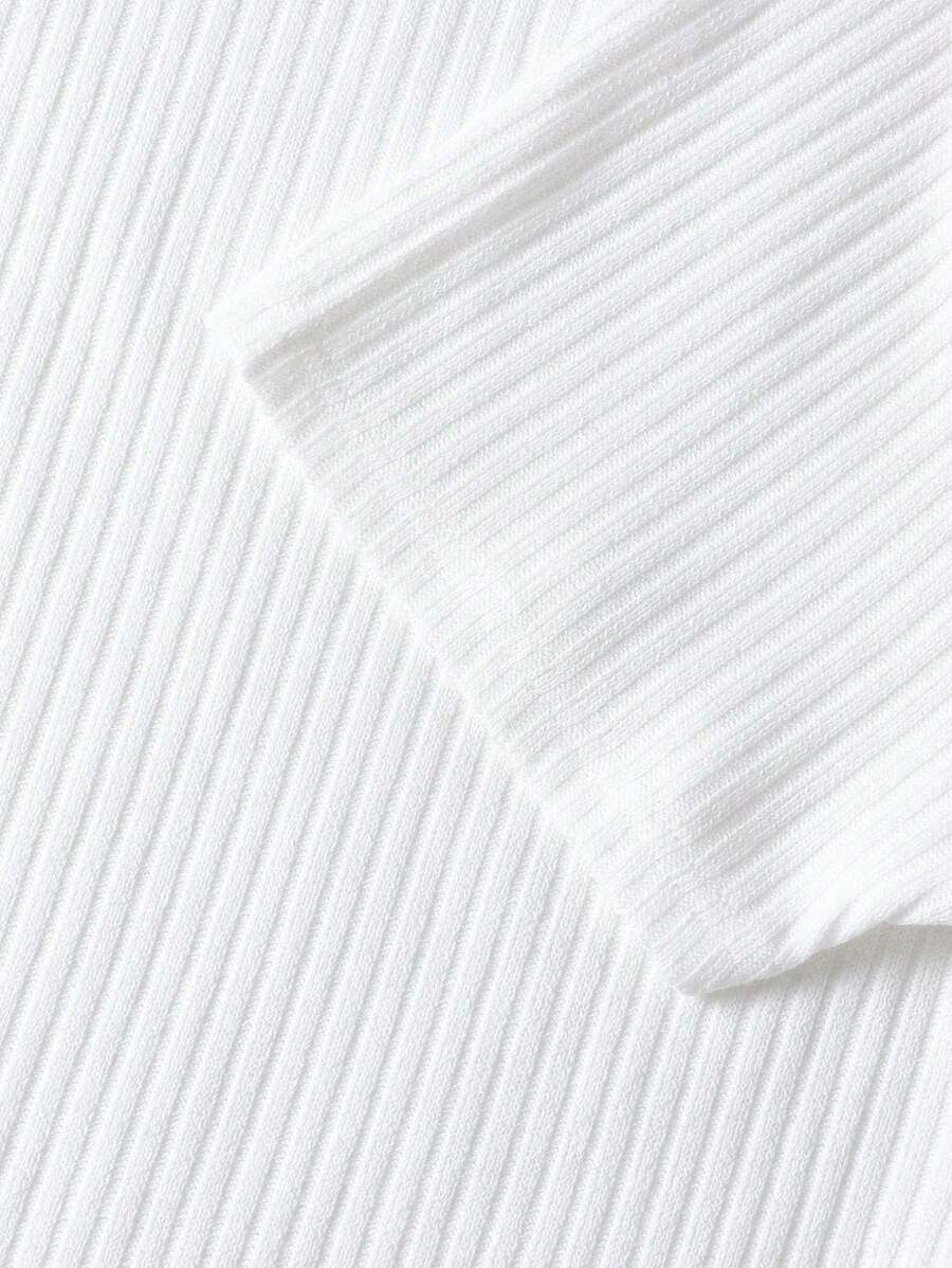 Manfinity Homme Men's Solid Color Ribbed Short Sleeve T-Shirt, Fall