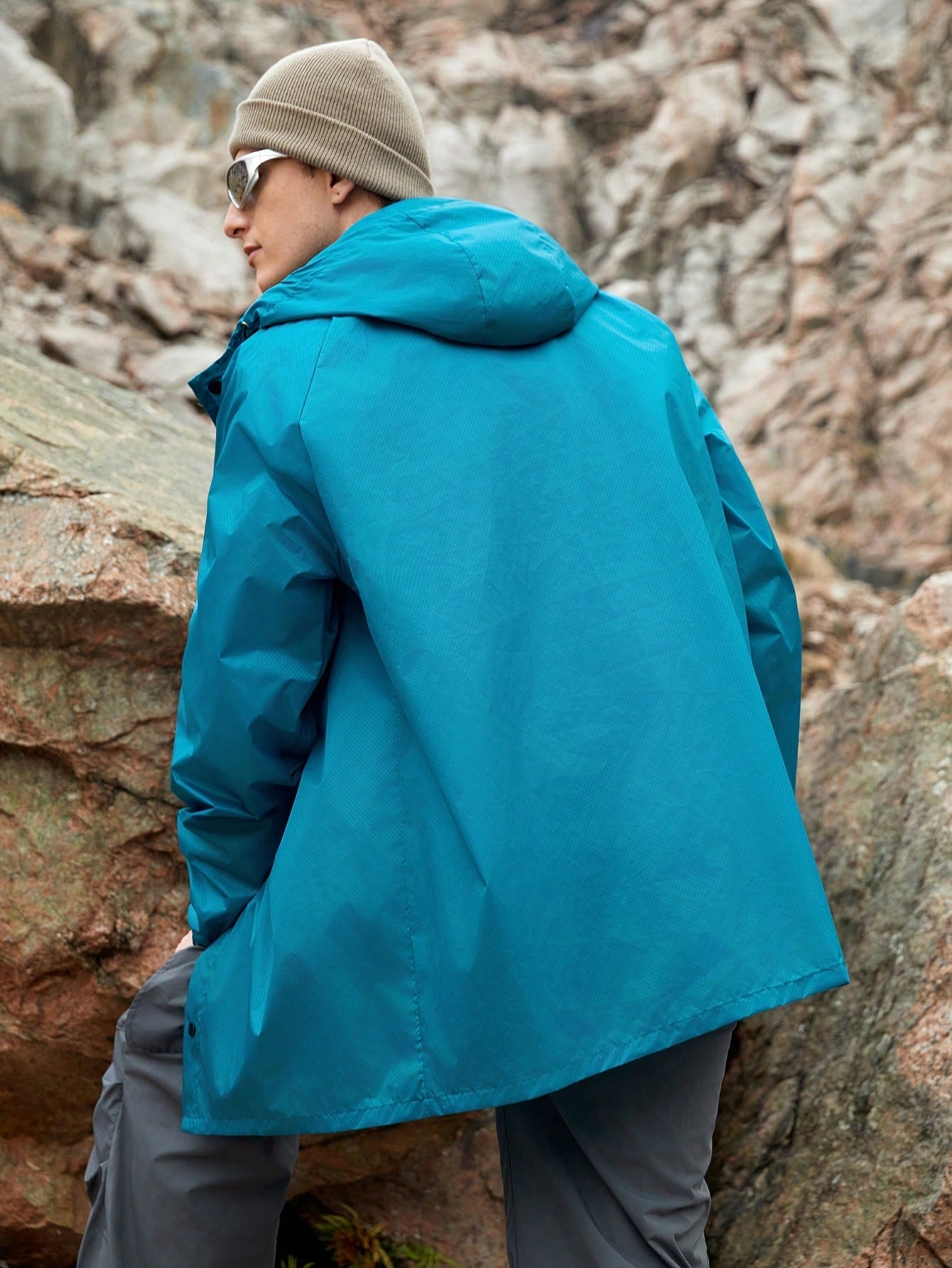 SHEIN In My Nature Men's Zipper Front Outdoor Fleece Jacket Hiking Clothes