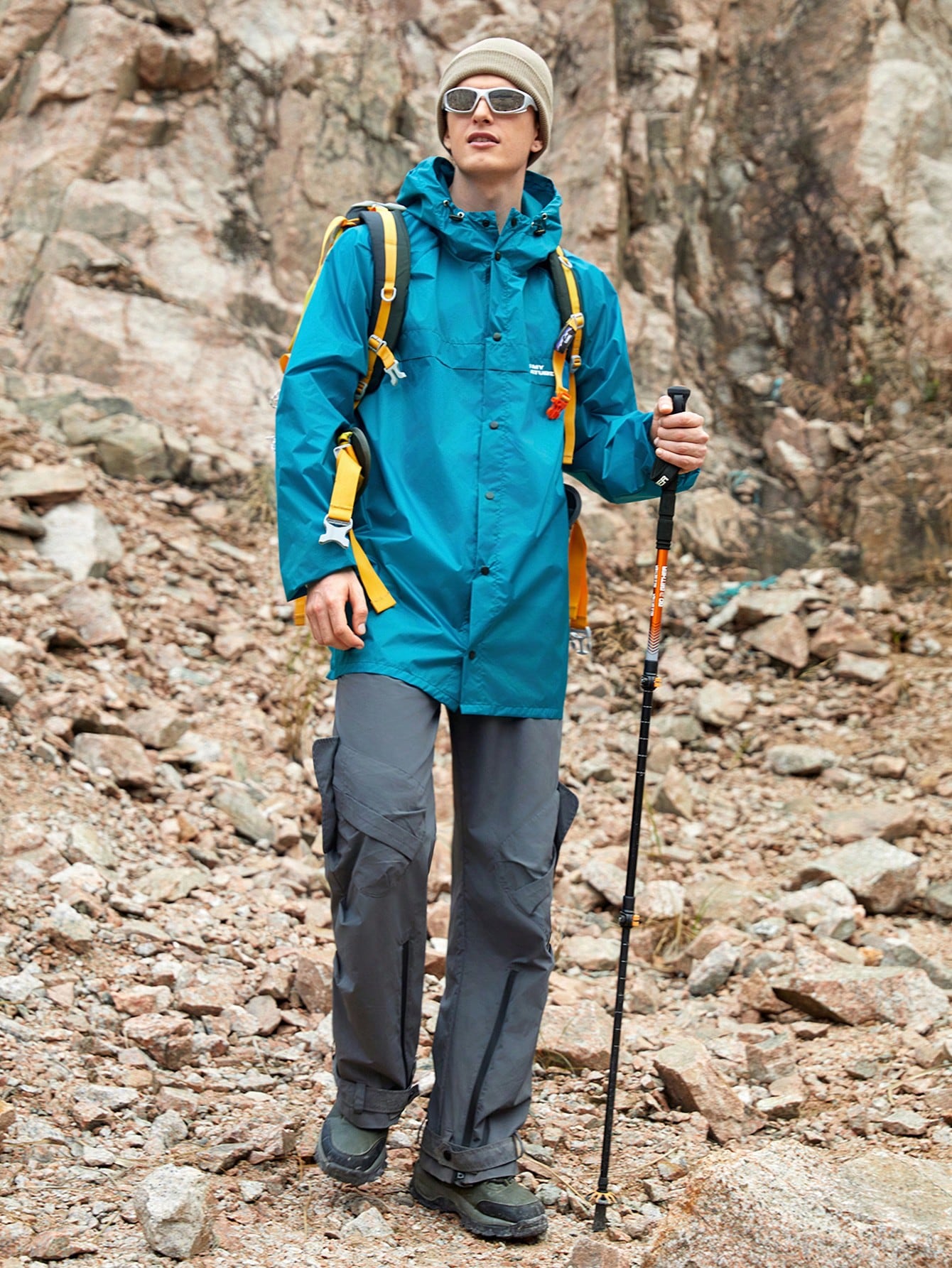 SHEIN In My Nature Men's Zipper Front Outdoor Fleece Jacket Hiking Clothes