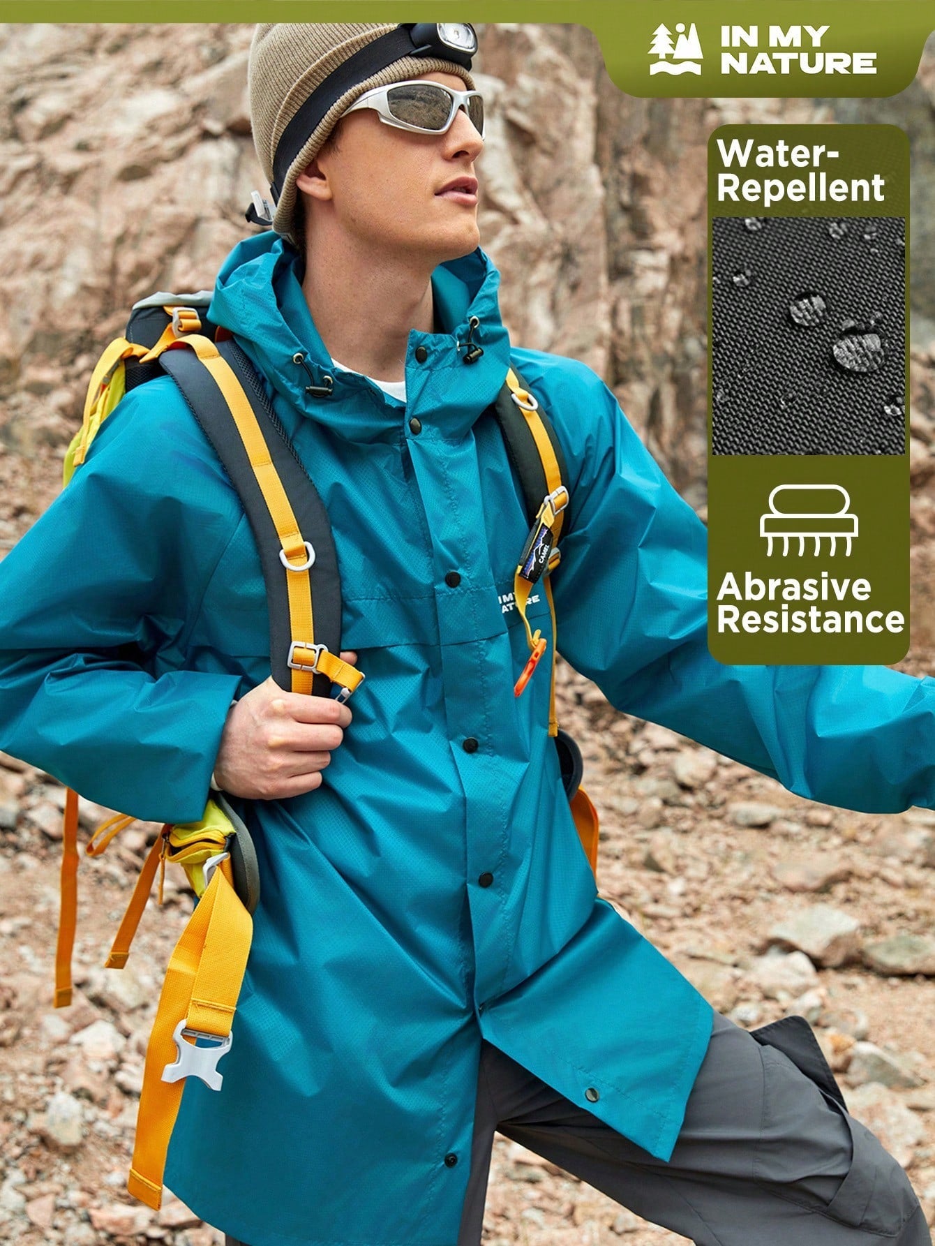 SHEIN In My Nature Men's Zipper Front Outdoor Fleece Jacket Hiking Clothes