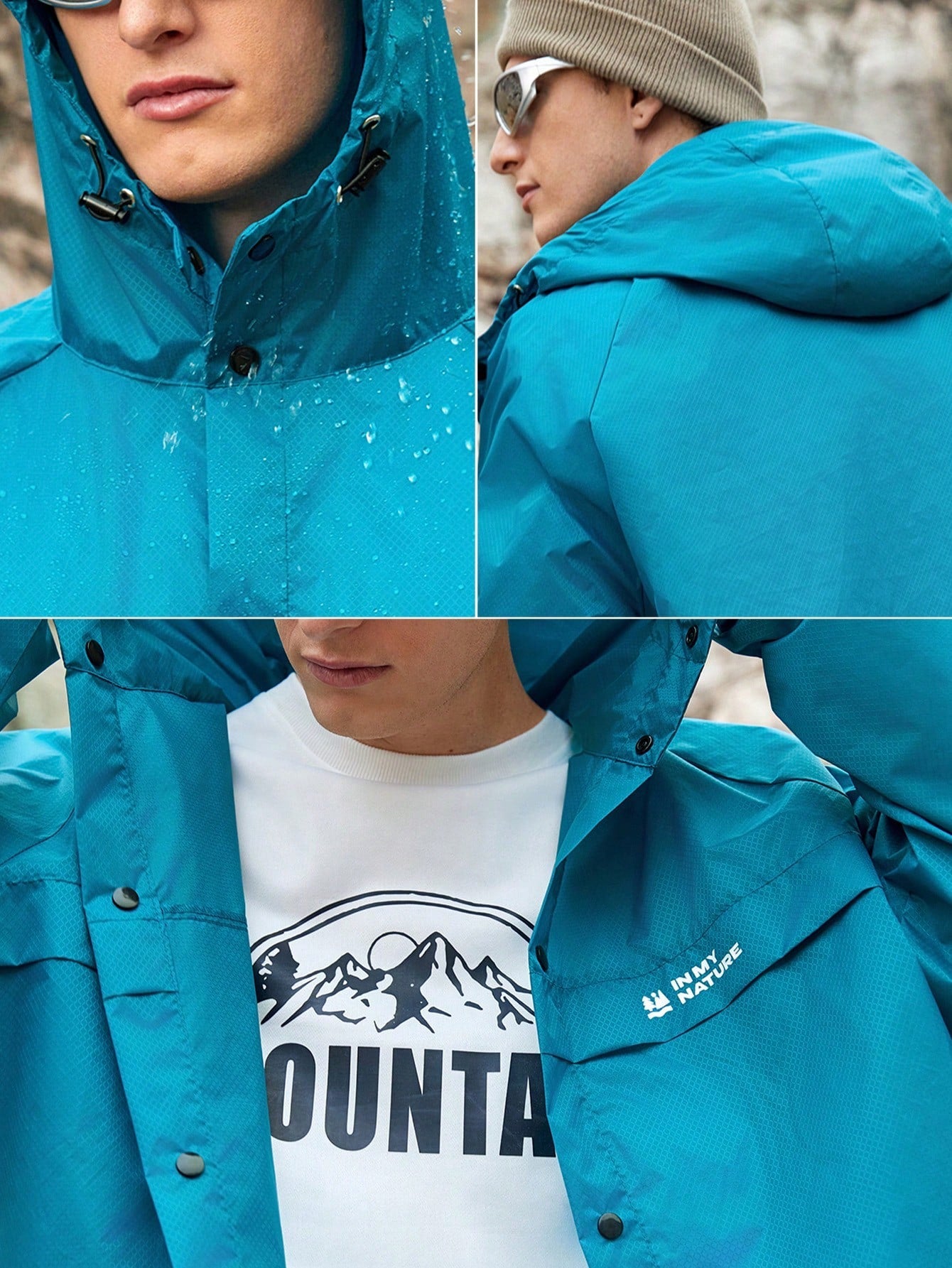 SHEIN In My Nature Men's Zipper Front Outdoor Fleece Jacket Hiking Clothes