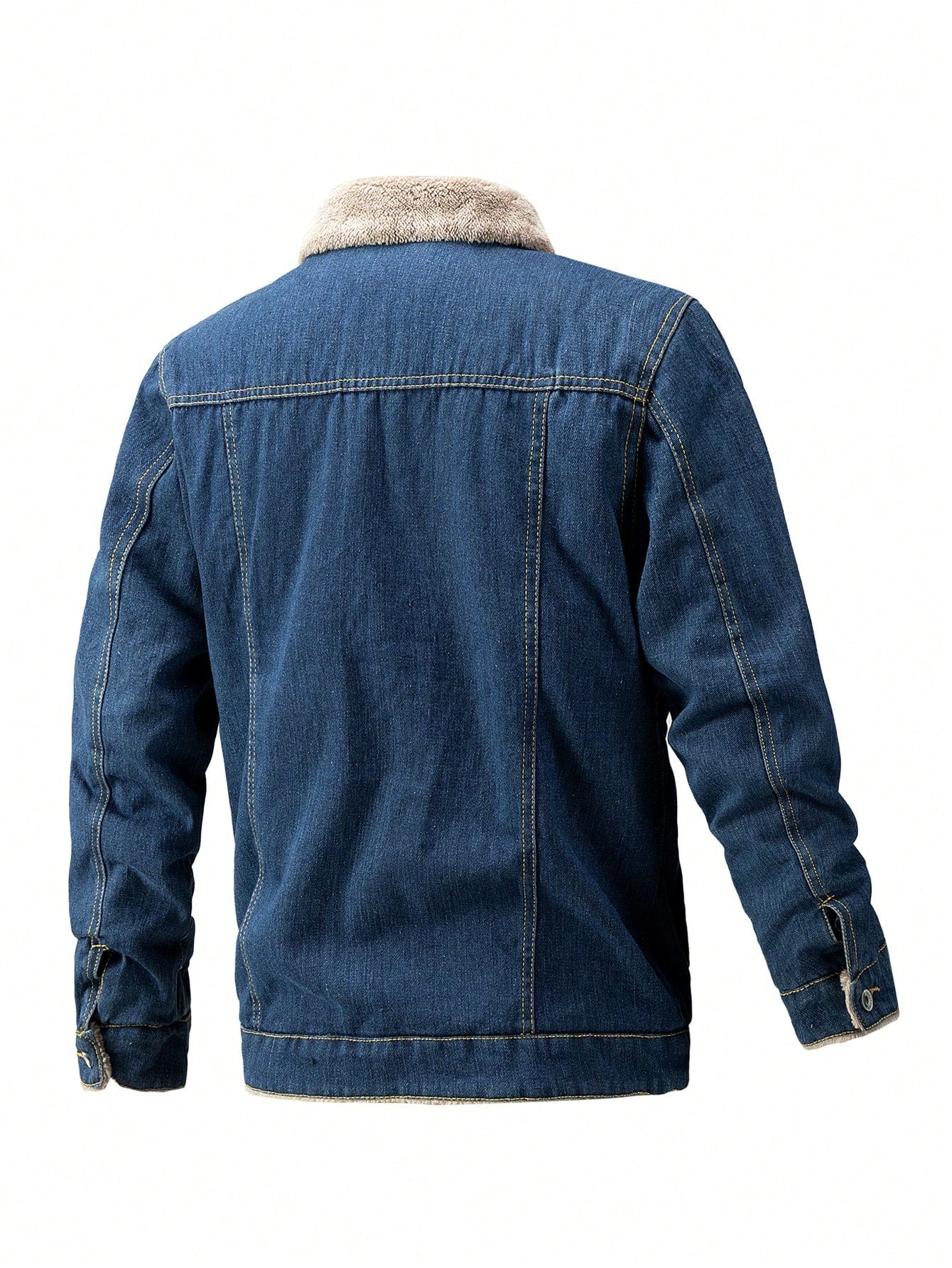 Men's Borg Collar Teddy Lined Denim Jacket for Fall Winter