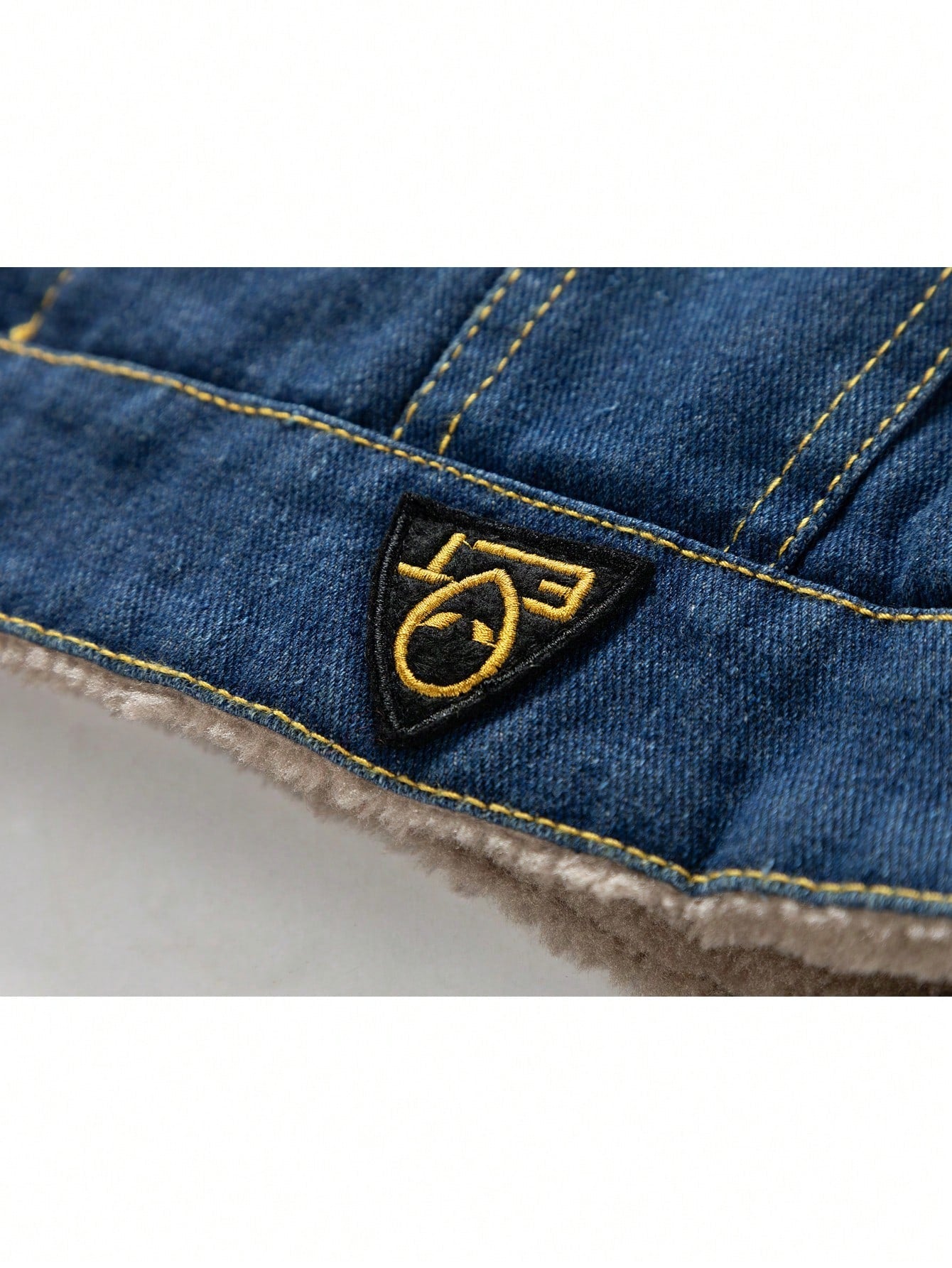 Men's Borg Collar Teddy Lined Denim Jacket for Fall Winter