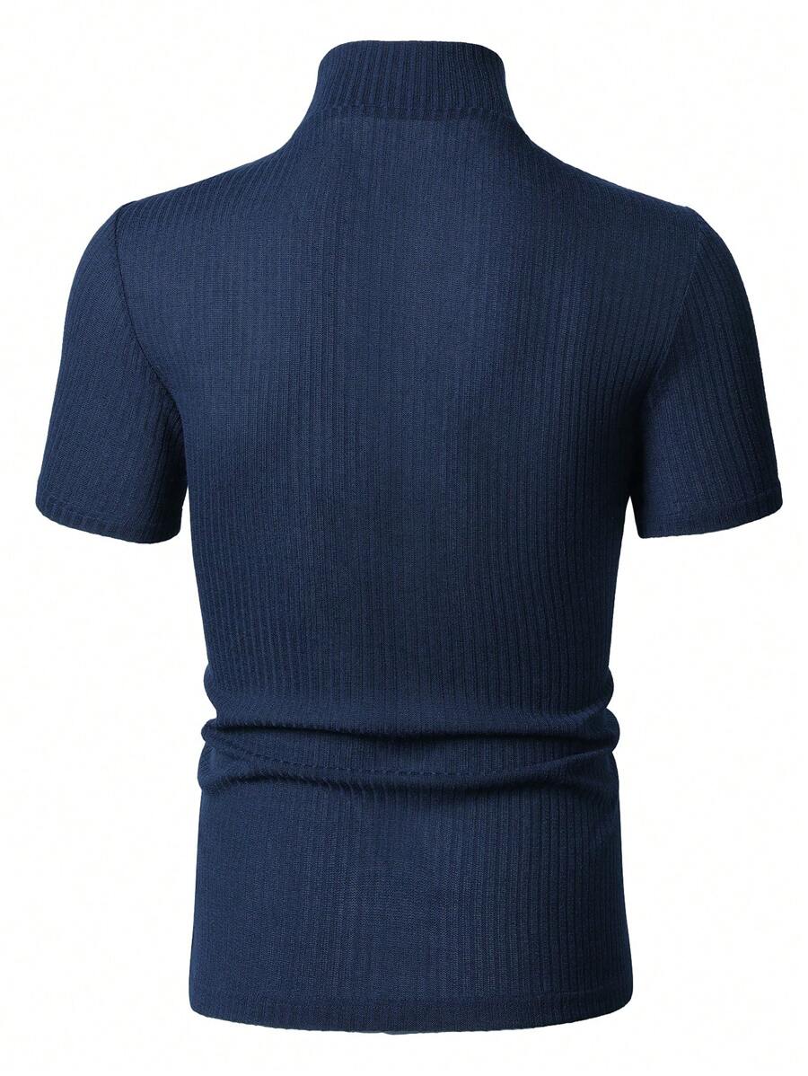 Manfinity Homme Men's Solid Color Ribbed Short Sleeve T-Shirt, Fall