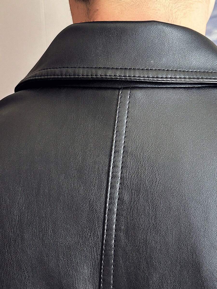 Men's Spring Autumn New Motorcycle Leather Jacket Outerwear,Fleece