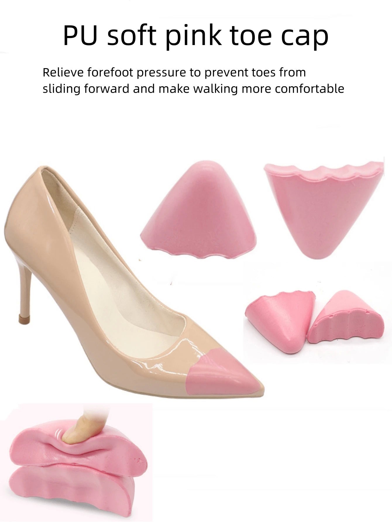 1 Pair Soften Half-Code PU Toe Filling Shoe Toe Inserts for High Heel Shoes with Adjustable Size Anti-Wear Pointed Toe Shoe Stuffer for Women High Heels Women Pumps and Men Sneakers Shoes Summer Daily Wear
