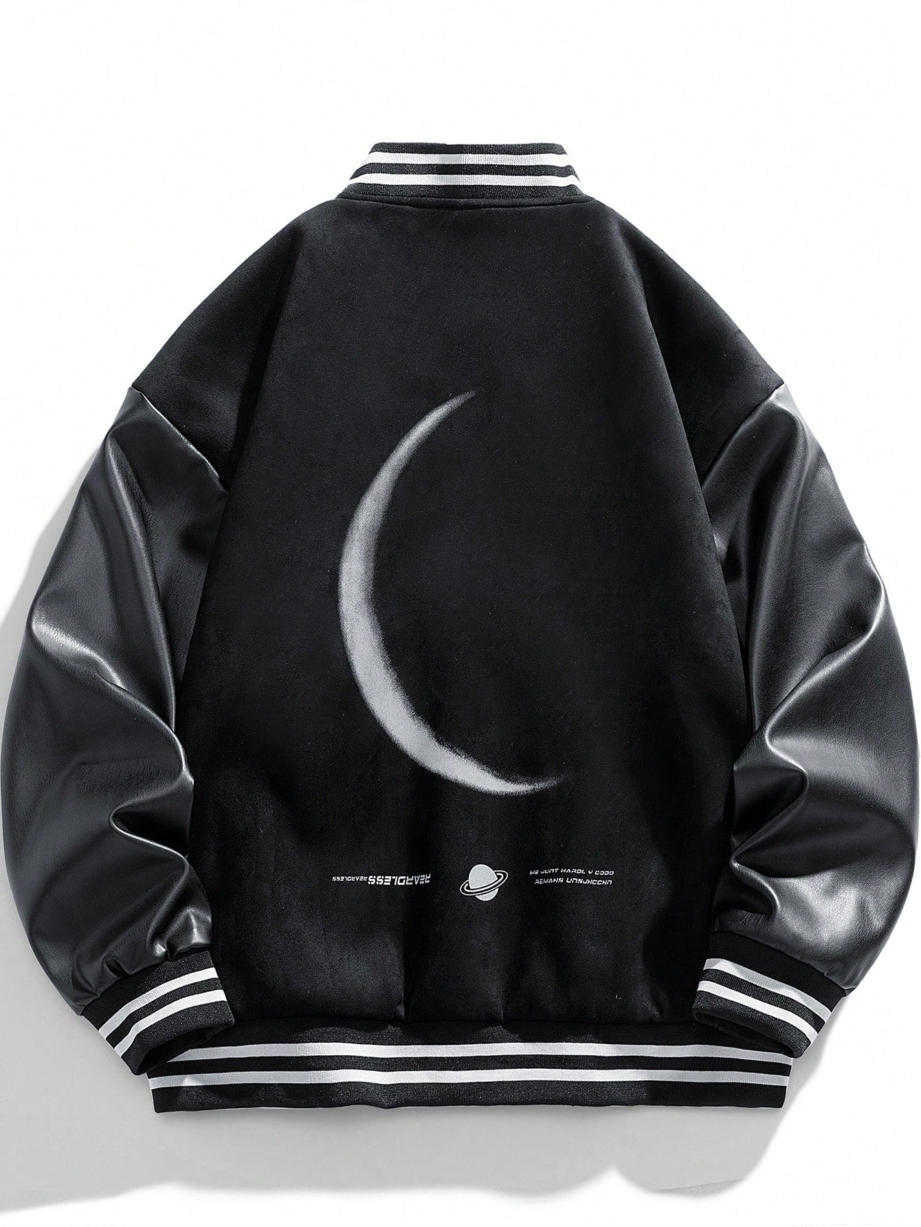 Men's Rave Baseball Jacket With Printed Suede Fabric For Spring And Autumn