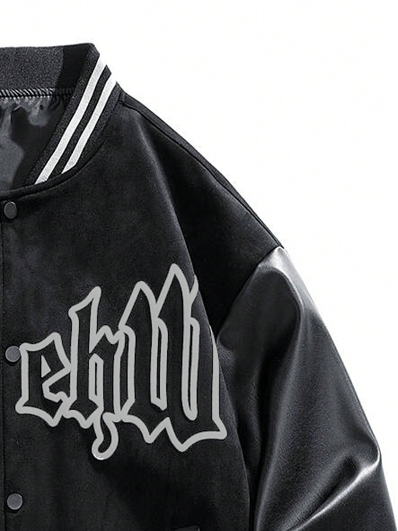 Men's Rave Baseball Jacket With Printed Suede Fabric For Spring And Autumn
