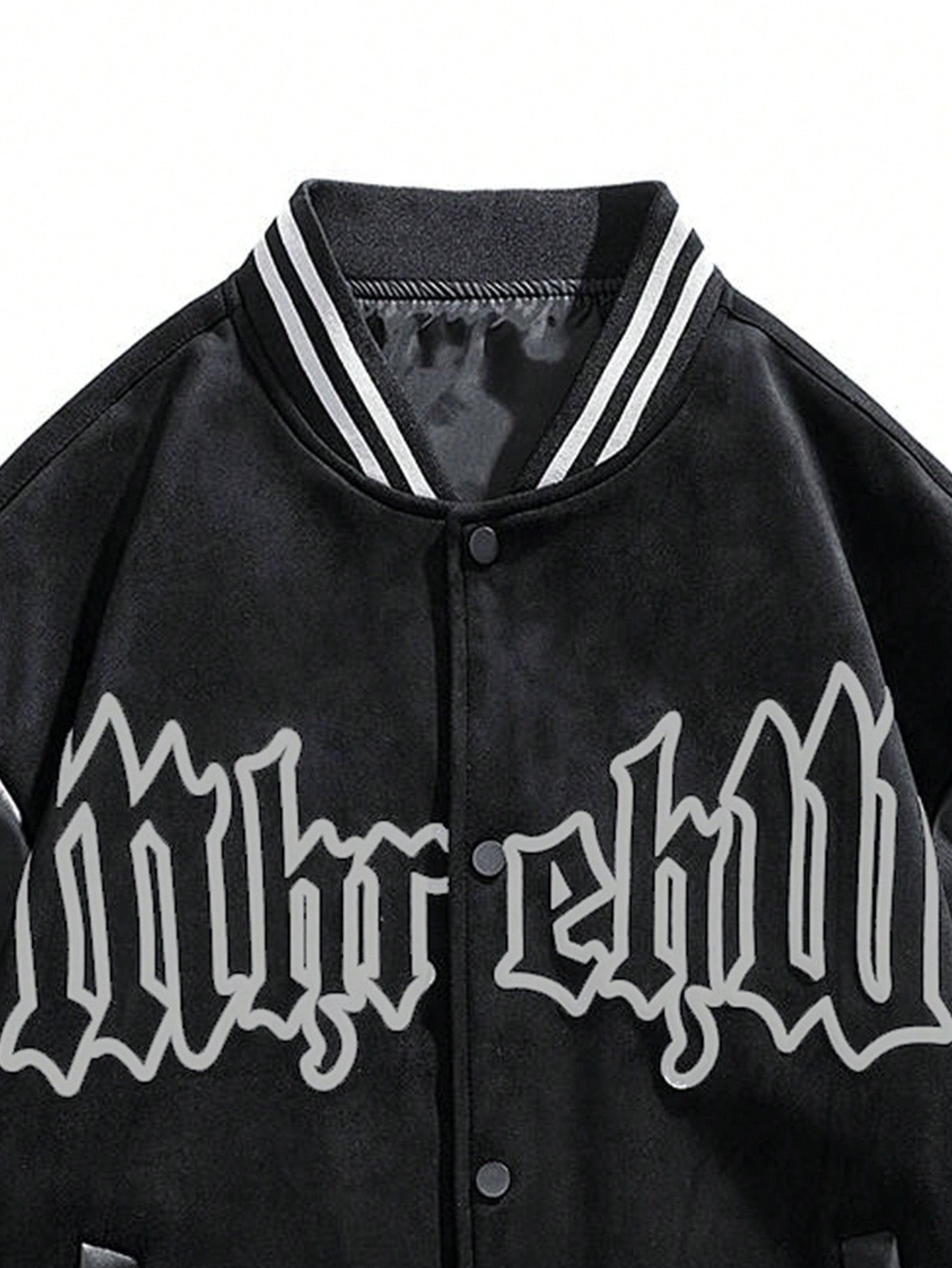 Men's Rave Baseball Jacket With Printed Suede Fabric For Spring And Autumn
