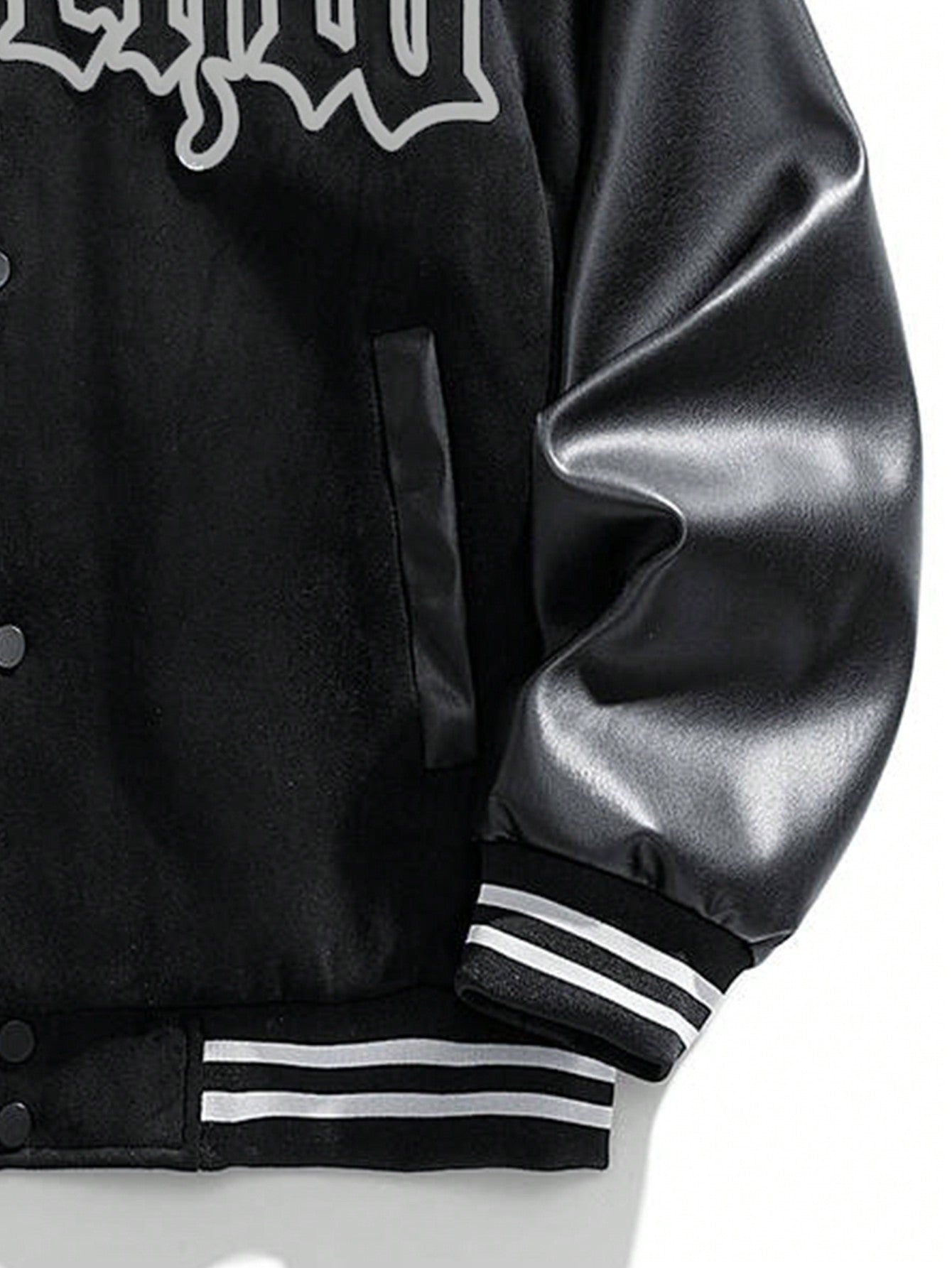 Men's Rave Baseball Jacket With Printed Suede Fabric For Spring And Autumn