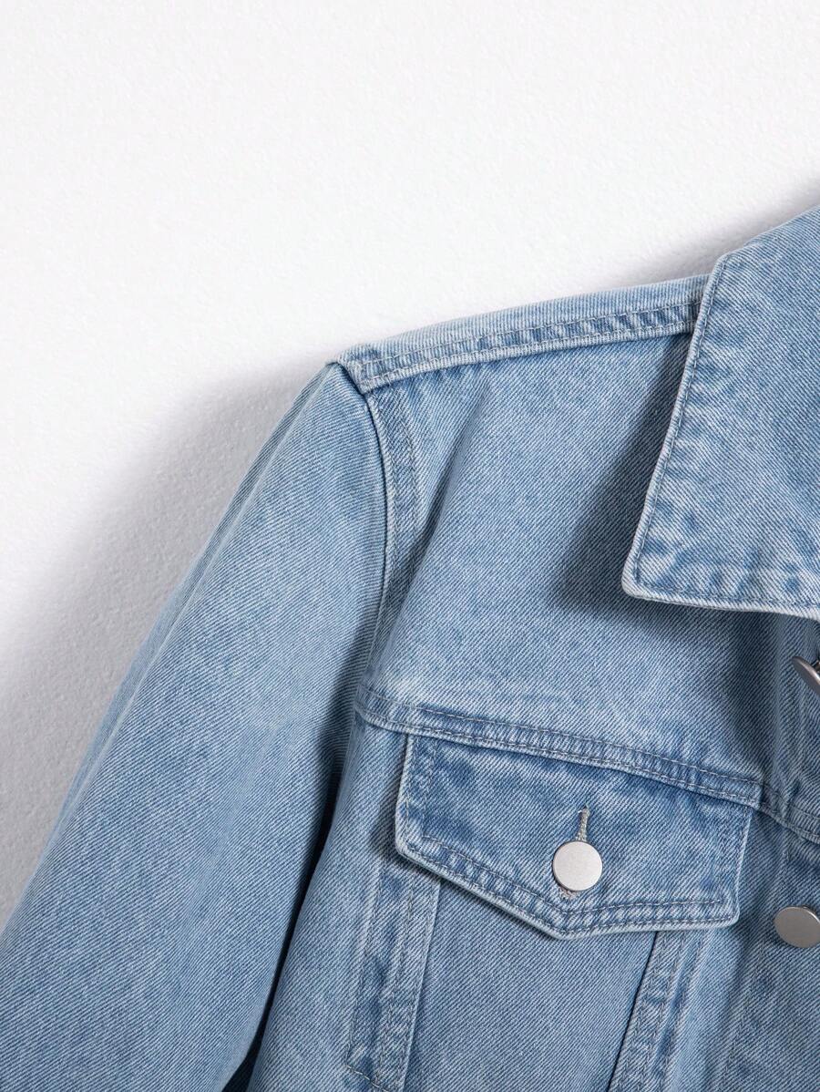 Manfinity Homme Men Cotton Flap Pocket Denim Jacket Without Tee, Fall