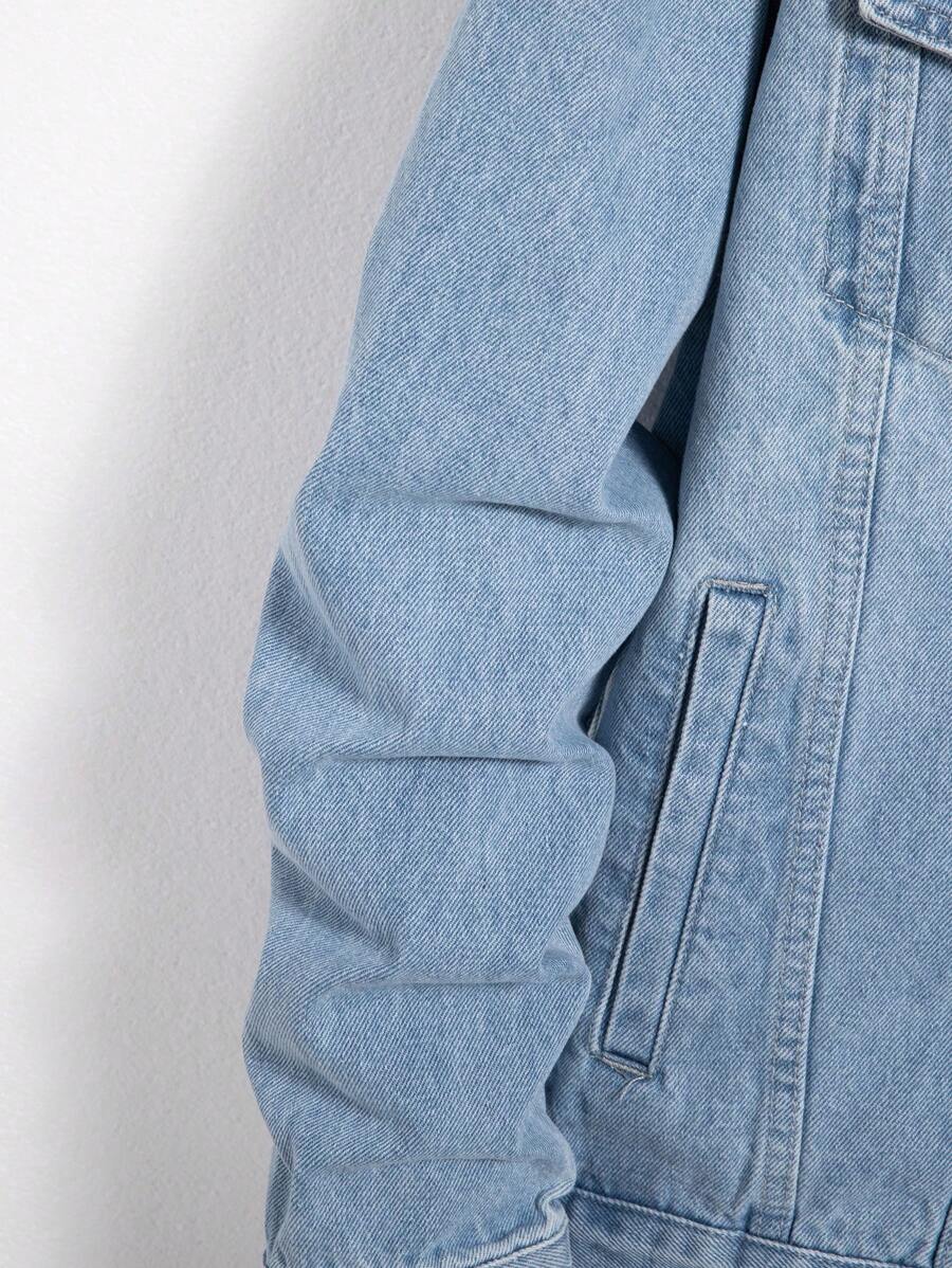Manfinity Homme Men Cotton Flap Pocket Denim Jacket Without Tee, Fall