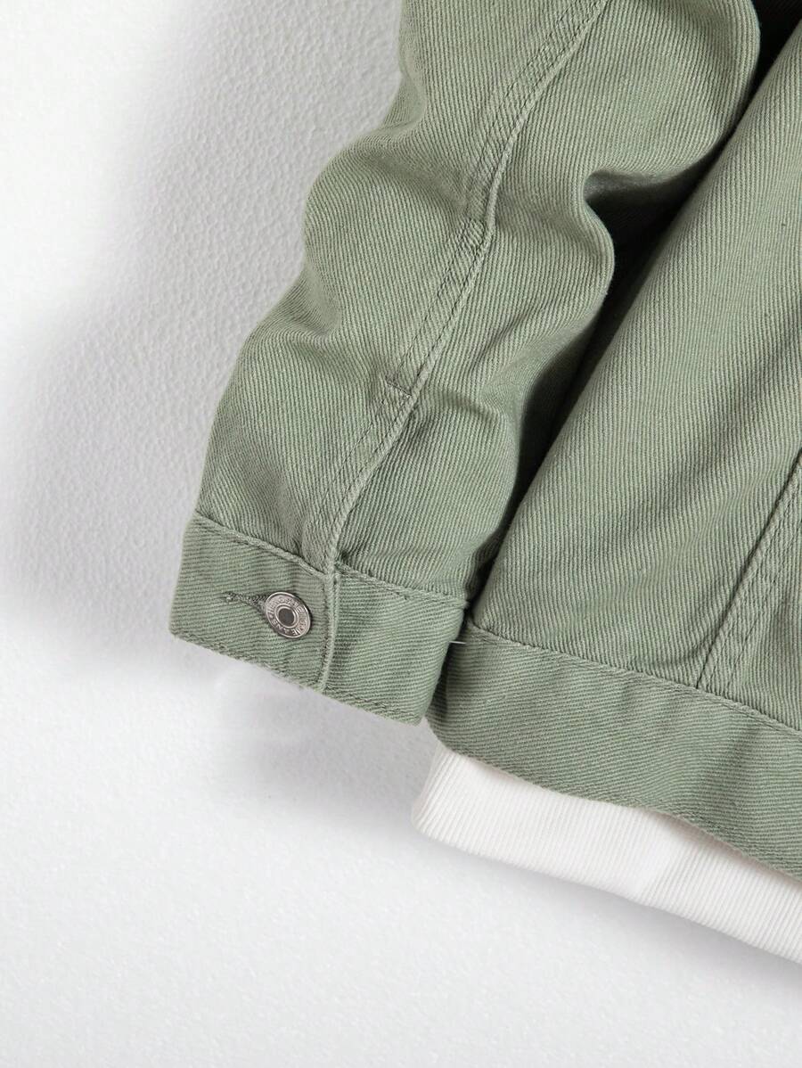 Manfinity Homme Men Flap Pocket Regular Dark Plain Denim Jacket Without Tee For Friends Going Out Hang Out Work Commute Street, Fall