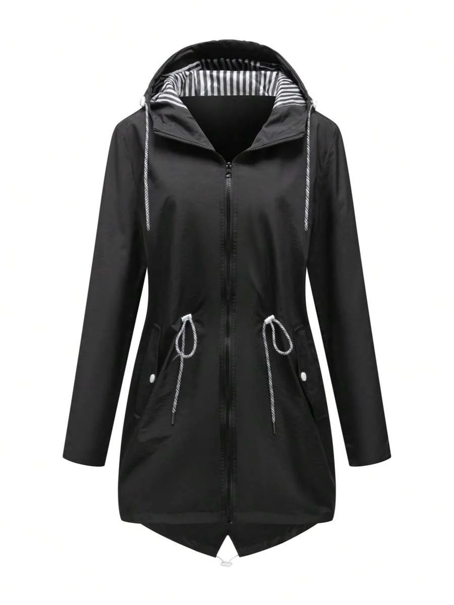 1pc Women's Outdoor Casual Sport Wind Jacket, Water Repellent Thin Solid Color Spring Windbreaker