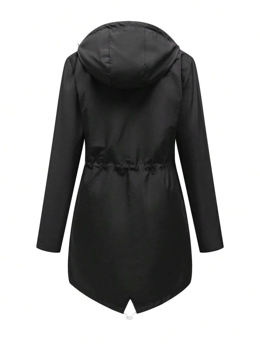 1pc Women's Outdoor Casual Sport Wind Jacket, Water Repellent Thin Solid Color Spring Windbreaker