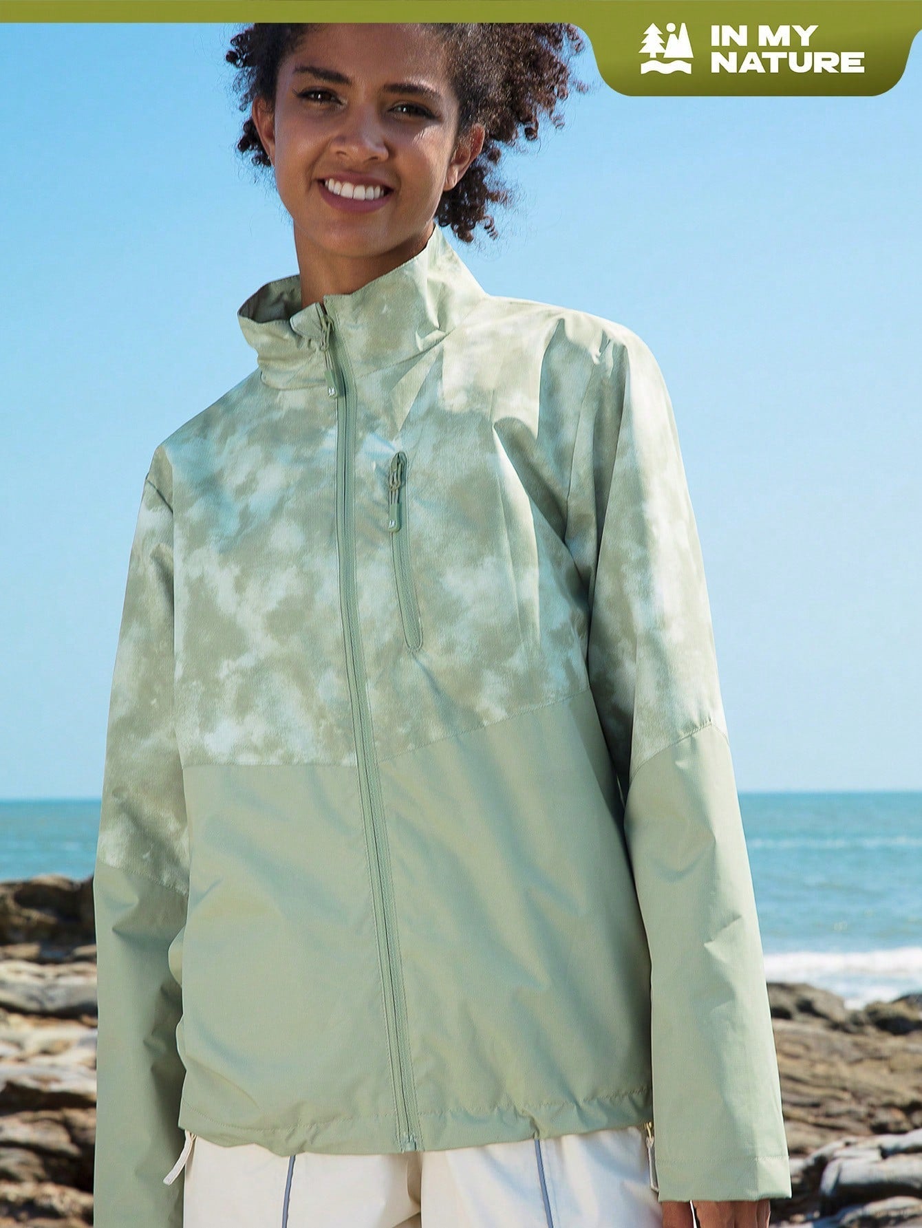 In My Nature Tie Dye Print Zip Up Softshell Jacket