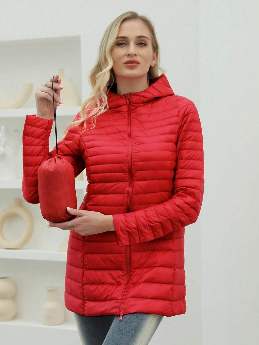 ZIAI ZIAI Women Solid Color Lightweight Long Hooded Winter Down Coat Casual Outdoor Autumn Winter Coat Women