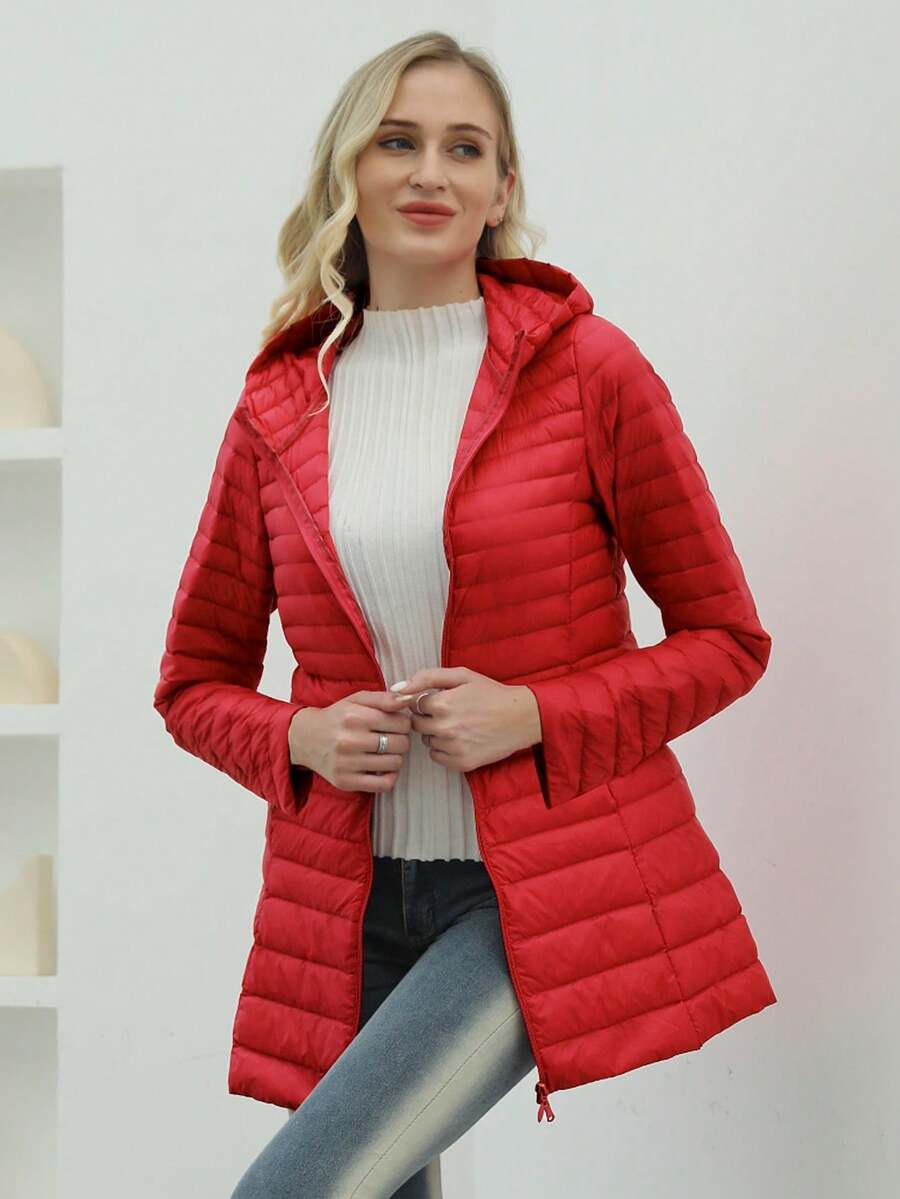 ZIAI ZIAI Women Solid Color Lightweight Long Hooded Winter Down Coat Casual Outdoor Autumn Winter Coat Women