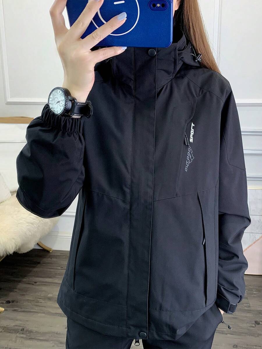 Women Color Block Spring And Autumn Windbreaker, Sports Outdoor Windproof Waterproof Running Lightweight Breathable Mountaineering Jacket With Long Sleeves