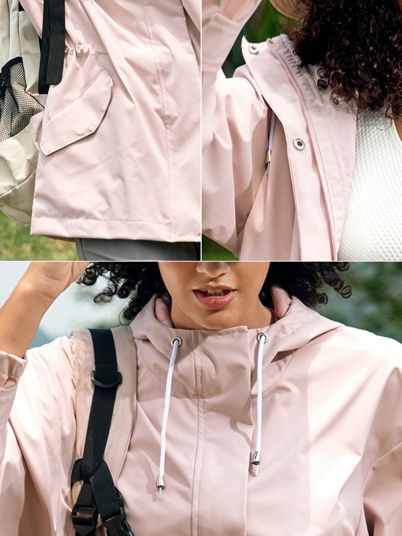 In My Nature Women's Outdoor Sports City Commute Waist-Collecting Sunscreen Jacket With Hood, Windproof And Waterproof