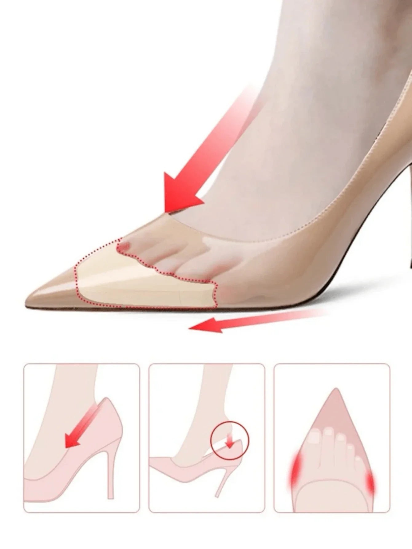 2pcs Fashionable Upgraded Pointed Toe Sponge Anti-Collision Insert (Removable)