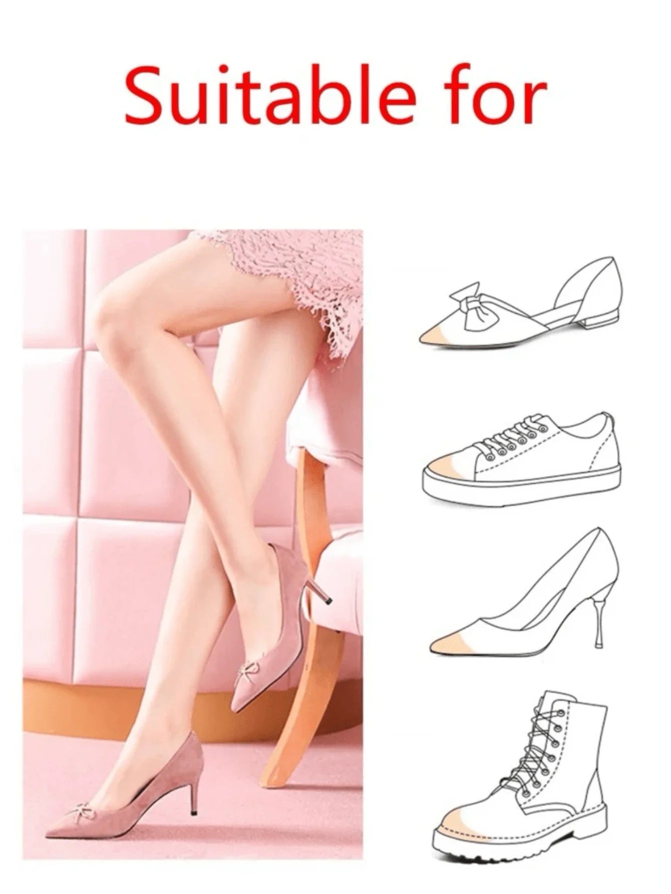 2pcs Fashionable Upgraded Pointed Toe Sponge Anti-Collision Insert (Removable)