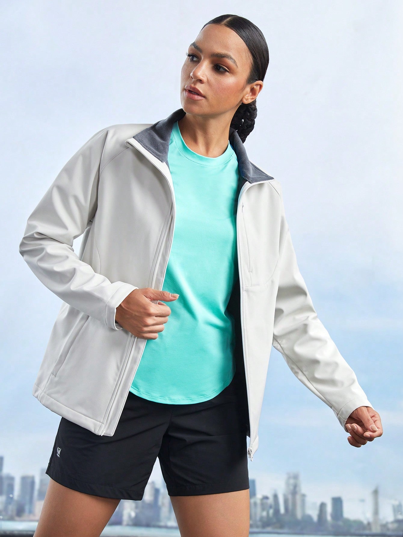 Gameset SHEIN Sport Women's Solid Color Simple Casual Outdoor Jacket