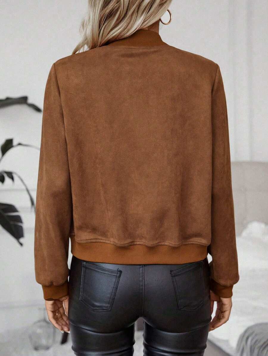 Calvaya Zip Up Bomber Jacket Fall Winter Cloth For Women