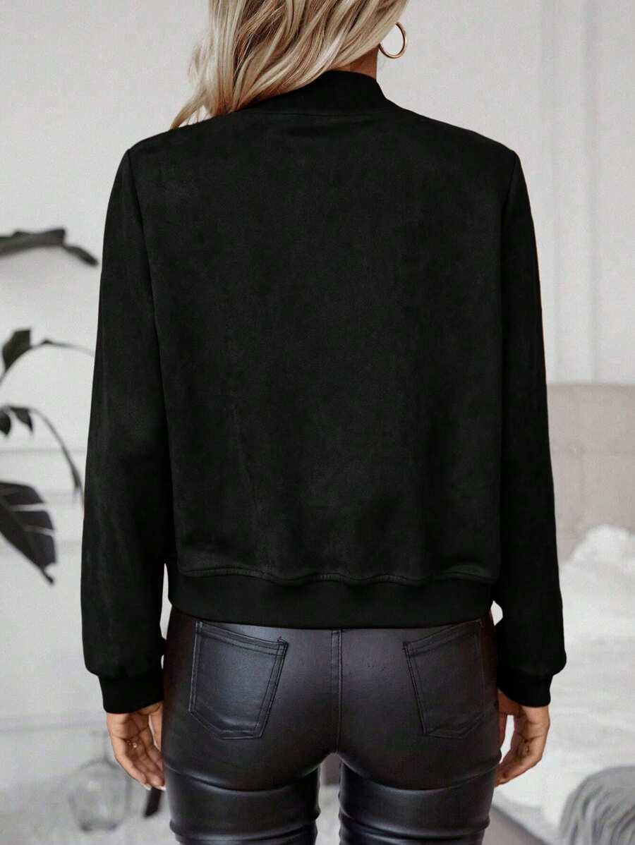 Calvaya Zip Up Bomber Jacket Fall Winter Cloth For Women
