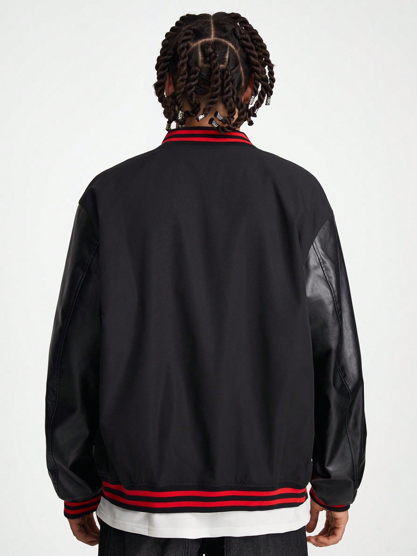Manfinity VCAY Men's Loose Long Sleeve Woven Jacket, Printed With English Pattern, For Fall Winter