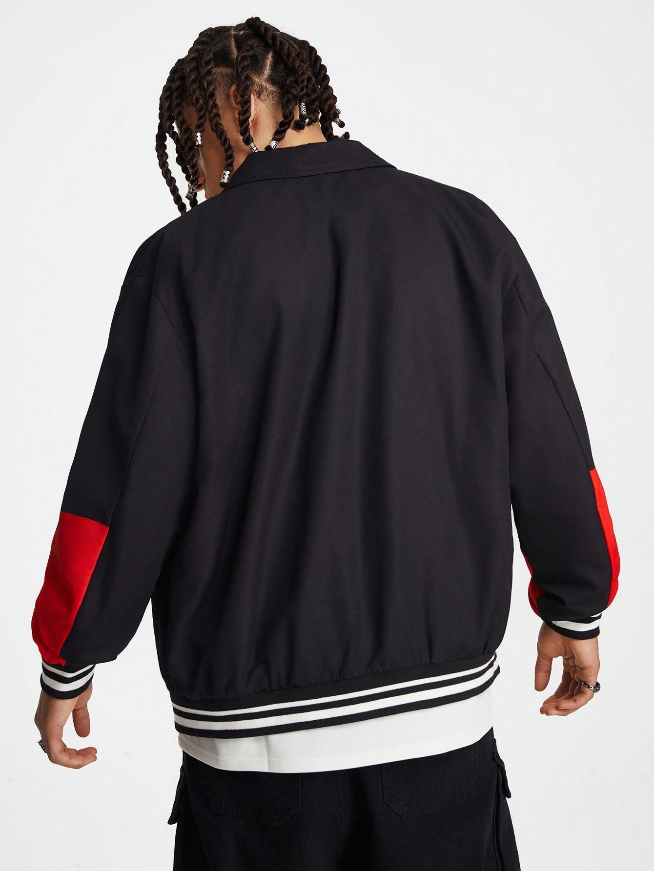Manfinity VCAY Men's Digital Print Front Button Casual Streetwear Long Sleeve Jacket, For Fall Winter