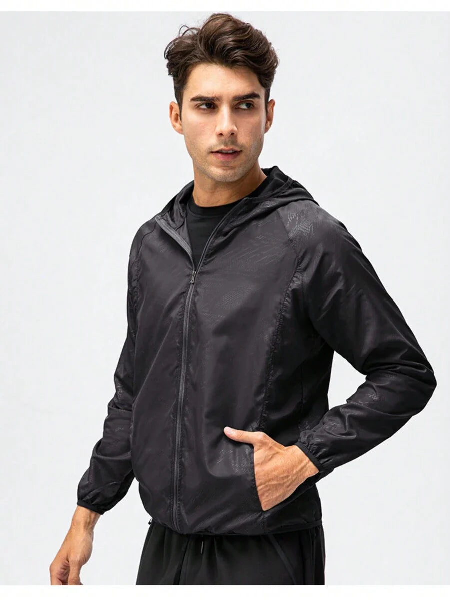 1pc Men Lightweight Quick Dry Jacket Outdoor Casual Water-Resistant Windbreaker, Suitable For Summer