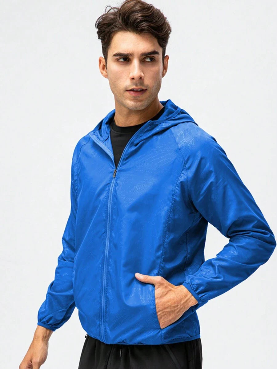 1pc Men Water-Resistant Lightweight Quick-Dry Jacket, Outdoor Casual Windbreaker For Summer/Autumn, Sports/Running