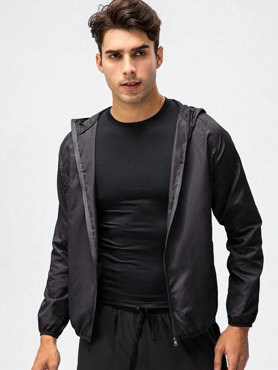 1pc Men Water-Resistant Lightweight Quick-Dry Jacket, Outdoor Casual Windbreaker For Summer/Autumn, Sports/Running