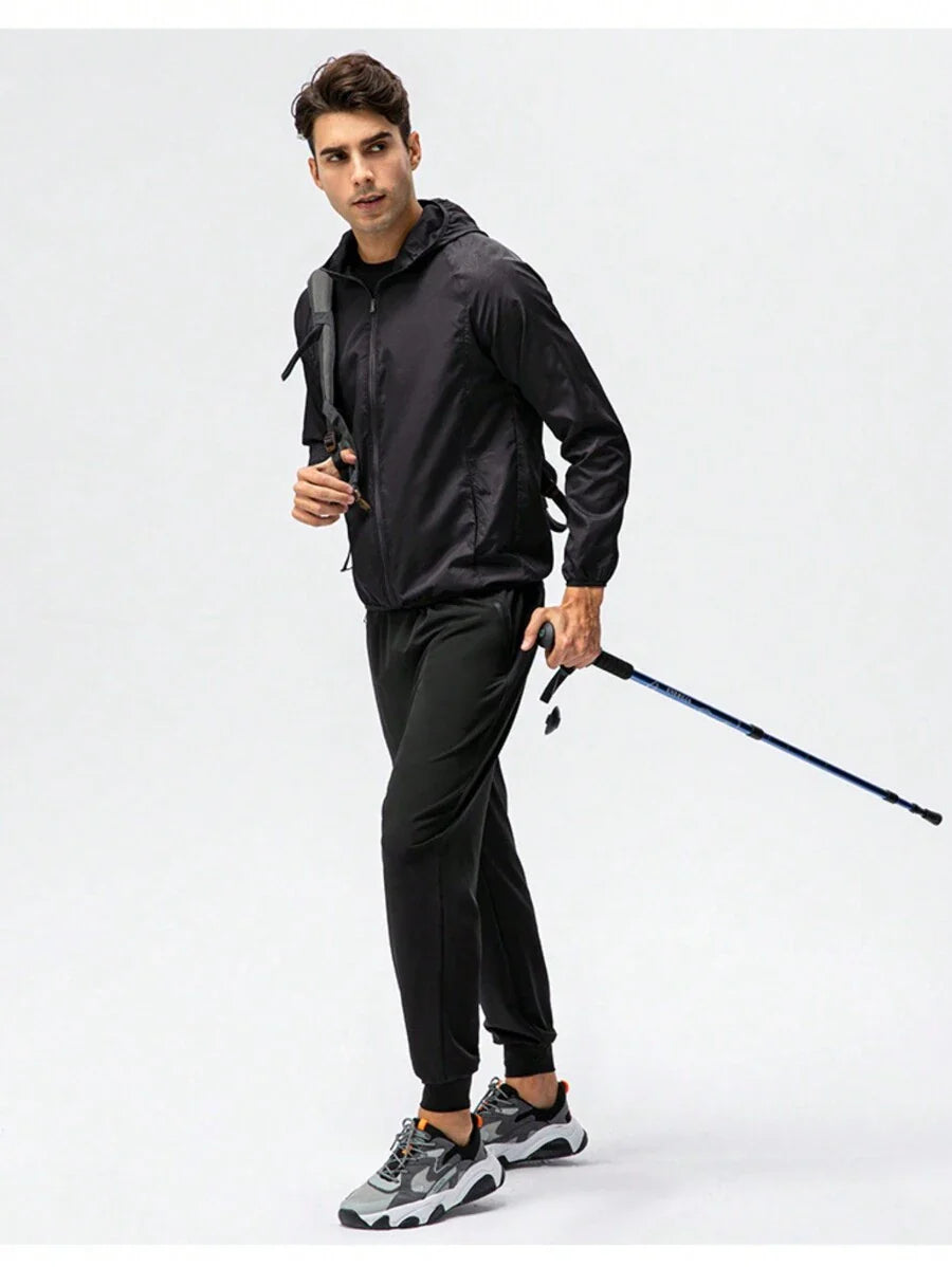 1pc Men Water-Resistant Lightweight Quick-Dry Jacket, Outdoor Casual Windbreaker For Summer/Autumn, Sports/Running