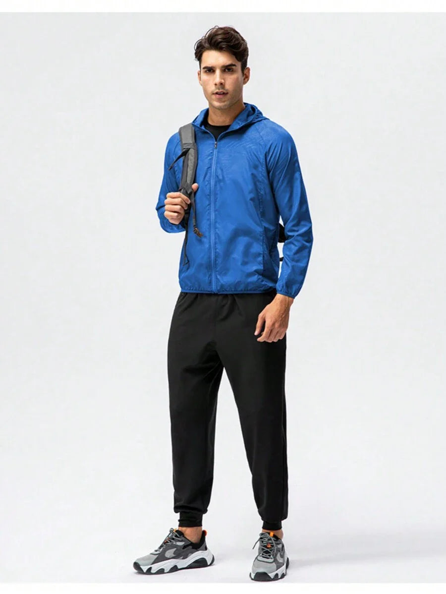 1pc Men Water-Resistant Lightweight Quick-Dry Jacket, Outdoor Casual Windbreaker For Summer/Autumn, Sports/Running