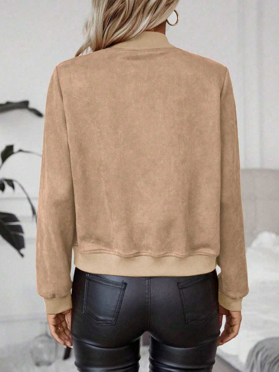 Calvaya Zip Up Bomber Jacket Fall Winter Cloth For Women