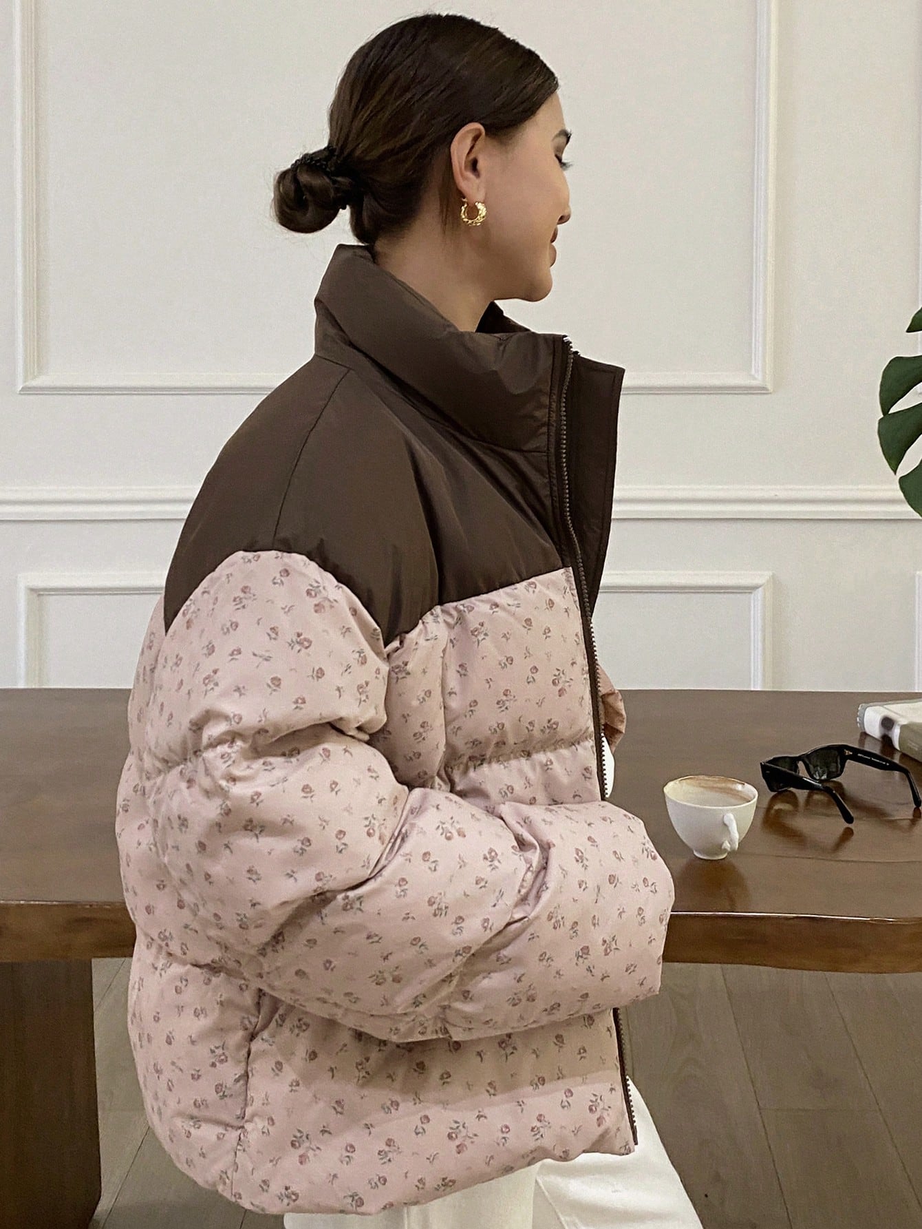 DAZY Women's Simple Printed Long Sleeve Padded Coat/Jacket, Winter Women Clothes, Padded Coat Women