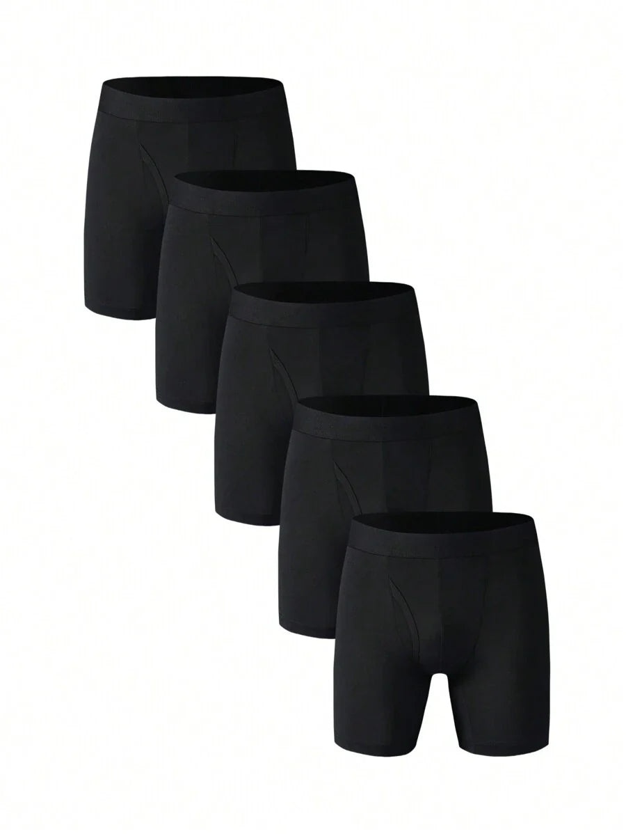 Solid Color Men's Four-Corner Open Fly Underwear (Pack Of 5)