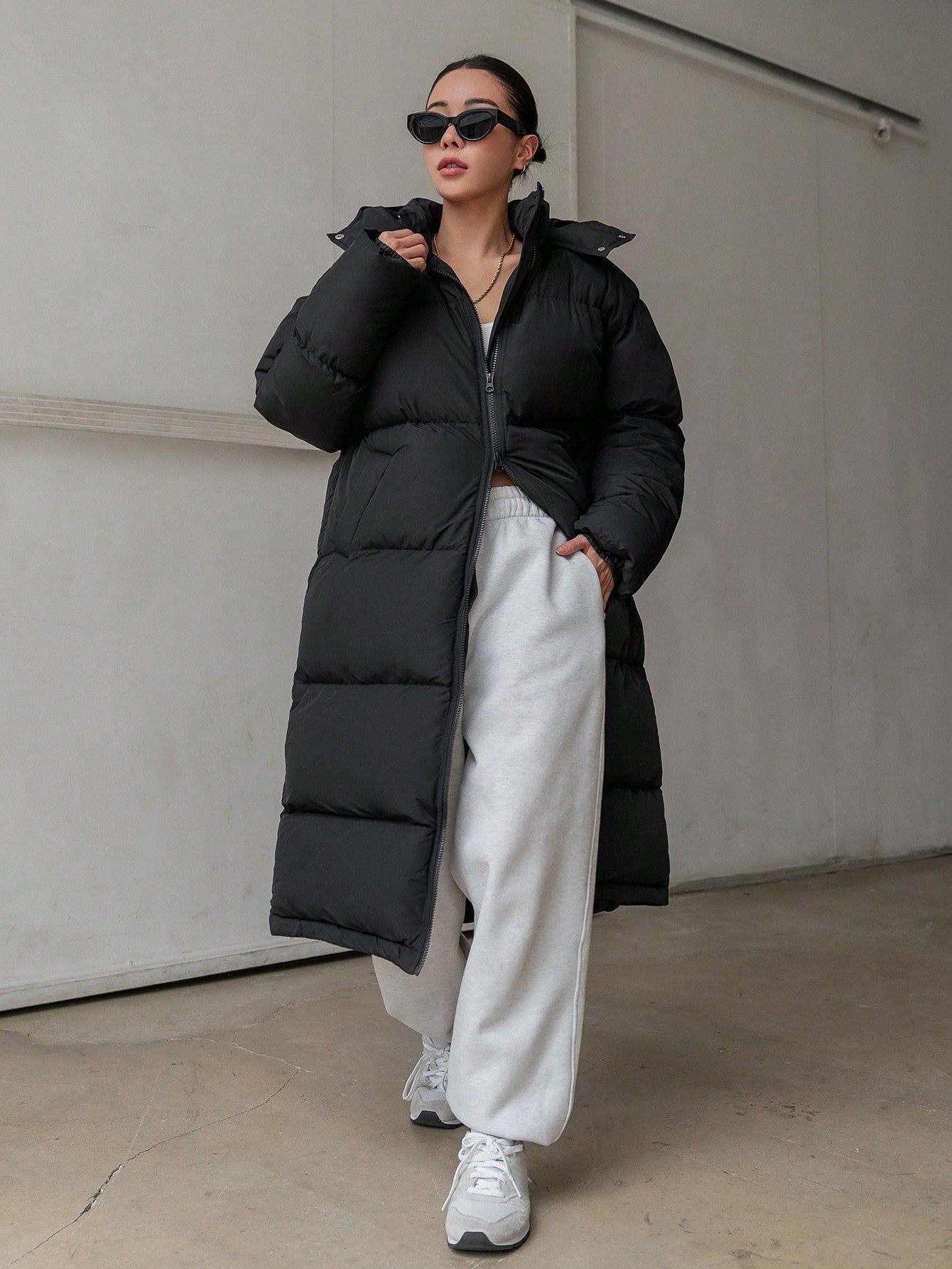 DAZY Women's Solid Color Simple Daily Padded Coat, Winter Women Clothes, Padded Coat Women
