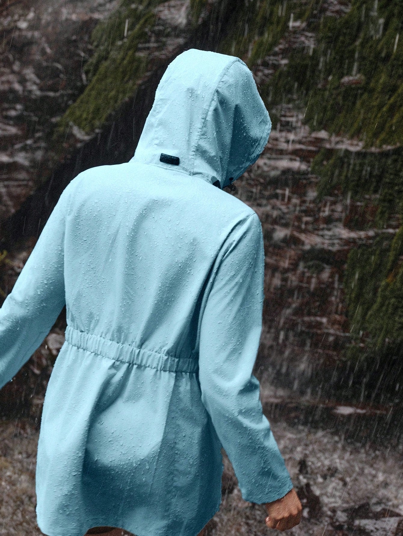 In My Nature Women's Hooded Long Sleeve Button Up Minimalist Casual Outdoor Raincoat